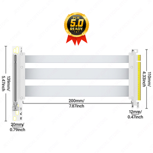 White PCIe 5.0 X16 Riser <b>Cable</b> 90. Angle Extension <b>for</b> RTX 4090/5090 7900 XTX WRX80/TRX40 Bulk Orders Used White - Product Image 5