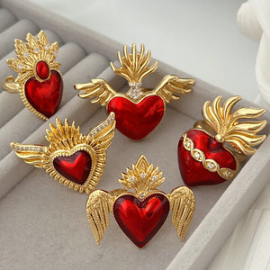 Novità 2025 Accessori di Moda Anello con Cuore in Smalto Rosso Ali <span class=keywords><strong>d</strong></span>'<span class=keywords><strong>Angelo</strong></span> Anello dell'Amore <span class=keywords><strong>Gioielli</strong></span> all'Ingrosso - Product Image 2