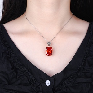 Wholesale High Quality Eco-friendly <b>Copper</b> 15*20mm Colorful Cubic Zirconia Solitaire Simple Pendant Necklace for Women Gift - Product Image 4
