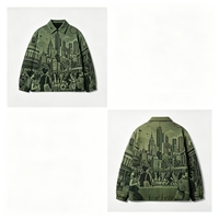 Sweat à capuche pour homme avec imprimé intégral paysage urbain, style streetwear décontracté vintage, design personnalisé, impression intégrale, paysage urbain, ODM
