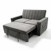 Canapé-lit moderne avec table d'appoint intégrée, accoudoirs de rangement, revêtement en tissu, conception en kit pour salon et hôtel, confortable