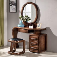 Table de maquillage et coiffeuse multifonctionnelle en bois massif de noyer noir et de cerisier d'Amérique du Nord moderne pour chambre à coucher