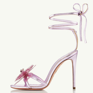 Zapatos de Tacón Alto para Mujer, Talla Grande 45, con Flores 3D, Sandalias Sexys con Punta Abierta, Tiras Cruzadas en el Tobillo, Estilo Stiletto - Product Image 6