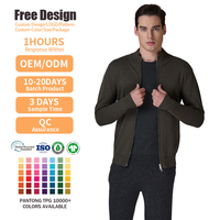 Fabricante de prendas de punto, cárdigan informal personalizado para hombre, 100% algodón, con cremallera, cuello alto, suéter con cremallera completa para hombre