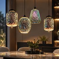 Lustre moderne en verre teinté 3D, lampe suspendue artistique en verre pour la décoration de salle à manger, bar, comptoir