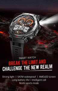 2025 New Kt85 Thông Minh Đồng Hồ Với Màn Hình Amoled Mạnh Mẽ Đèn Pin, 5ATM Không Thấm Nước Silicone Dây Đeo Bt Cuộc Gọi Ứng Dụng Dafit Tập Thể Dục Đồng Hồ - Product Image 2
