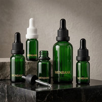 Flacon en verre de luxe vert anti-UV avec boîte, flacon compte-gouttes avec bouchon CR, flacon roll-on, fournisseur d'emballages personnalisés avec logo
