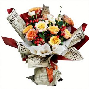 Nuevo Papel de Regalo Impermeable Estilo Coreano, Diseño Minimalista con Estampado de Periódico y Ramo Floral, para el Día de la Madre - Product Image 2
