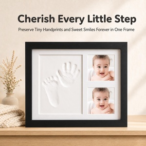 Baby Footprint Handprint Clay <strong>Frame</strong> Kit Wooden Shadow <strong>Box</strong> <strong>Photo</strong> <strong>Frame</strong> with Non-Toxic Clay for Newborn Keepsake Gift - Product Image 1