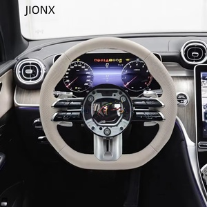 Volant de voiture pour <span class=keywords><strong>Mercedes</strong></span> Benz W204 W213 W222 W211 W212 W205 E Classe S 2012 Cuir Volant en fibre de carbone - Product Image 4