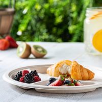 Assiettes jetables ECOLIFE pour la restauration, 10 pouces, 3 compartiments, rondes, divisées, compostables, en bagasse, modèle SP