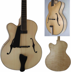 Chitarra Elettrica Archtop Artigianale Yunzhi con Top in Abete, Corpo in Acero, Manico in Acero, Tastiera in Ebano, Personalizzabile, Stile <span class=keywords><strong>Jazz</strong></span> - Product Image 2