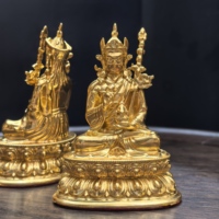 Statue de Bouddha en laiton de 6 cm avec placage en feuille d'or, Feng Shui et bouddhisme, sculpture personnalisable pour la décoration de la maison et cadeau d'affaires