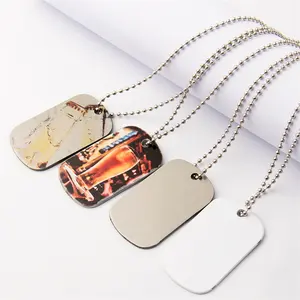 Hot selling blank stainless steel dog tags DIY metal heat transfer printing pet information dog tag mens necklace