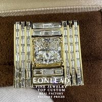 5 Karat Princess-Schliff Labor-Diamantring VVS2 10K 14K 18K Gold PT950 Baguette Pavé Breiter Herren-Siegelring Maßanfertigung
