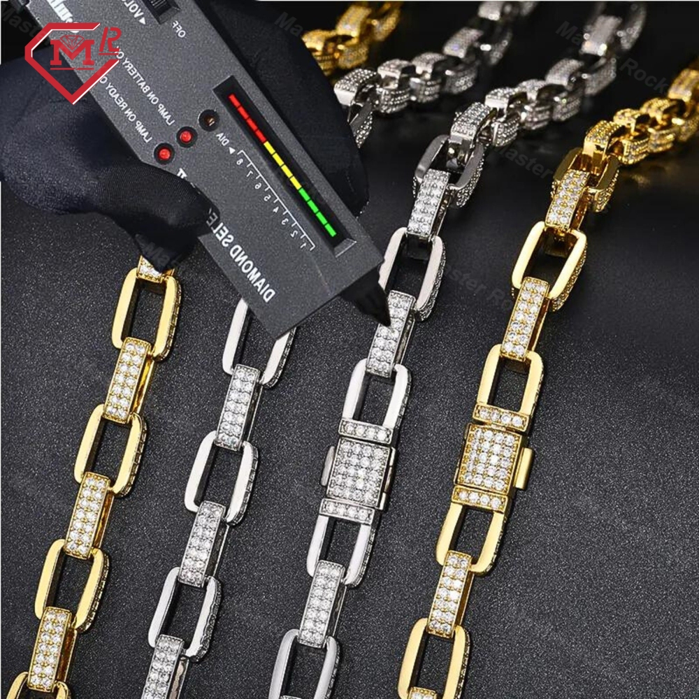 Hiphop Cuban Square Box Chain Custom 11mm 2 Rows Gold Plated