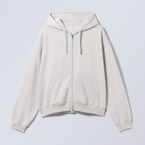 Sweat-shirt à capuche zippé personnalisé pour homme, en mélange de polyester recyclé et de coton, molleton uni, double couche, fabricant OEM - Product Image 1