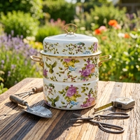 Grande cocotte classique en émail de porcelaine écologique, résistante à la chaleur, compatible four, facile à nettoyer, multi-usages pour le camping