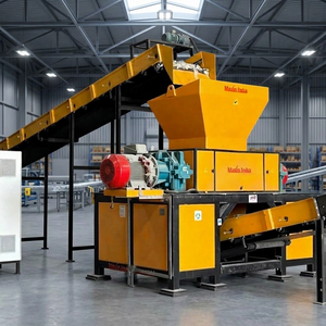 Broyeur de déchets industriels municipaux à double arbre, 5000 kg/h, système de broyage semi-automatique pour le recyclage - Product Image 1