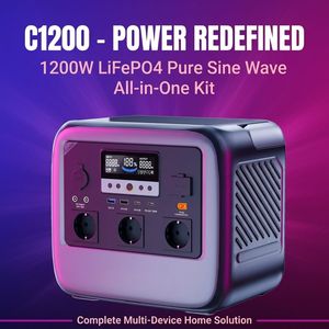Station d'alimentation portable tout-en-un 1200W, générateur solaire à onde sinusoïdale pure, kit complet de solution d'alimentation pour la maison et l'extérieur - Product Image 5