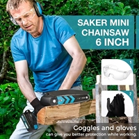 Mini tronçonneuse électrique sans fil de 6 pouces avec lubrification automatique, 4500 tr/min, pour la coupe de branches d'arbres et de briques, la découpe du bois