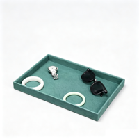 Plateau à bijoux en flanelle vert foncé personnalisé, support de rangement, boîte de rangement, plateau à bijoux pour boucles d'oreilles, anneaux, colliers, accessoires de présentation