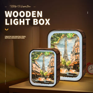 Puzzle en bois 3D de la scène de rue de <span class=keywords><strong>Paris</strong></span>, veilleuse - Cadre de boîte à lumière DIY, petite pièce décorative pour la maison, la chambre à coucher et l'artisanat en bois - Product Image 3