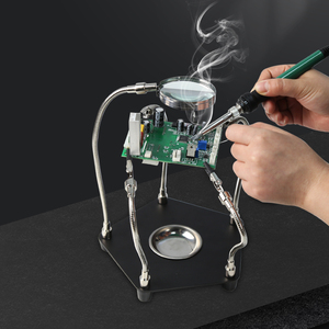 Soldering Helping Hands 4PC <strong>Flexible</strong> Arms 3X <strong>Magnifier</strong> with Clips for PCB IC BGA Repair Welding - Product Image 4