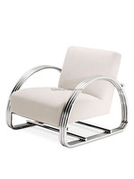 Fauteuil inclinable d'intérieur de luxe, acier inoxydable argenté, meubles en tissu, hôtel, appartement, fauteuil simple de loisirs léger