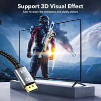 Câble de jeu à taux de rafraîchissement élevé / Câble DP 8K 60HZ 32,4 Gbps avec gaine tressée pour console de jeu, moniteur et projecteur