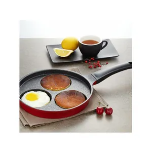 KOURA-sartén TRIPLE para huevos ODM OEM, utensilios de cocina de pastelería, utensilios de cocina de aluminio fundido a presión, sartén para tortilla, sartén para huevos para desayuno
