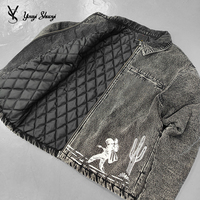YYSY Veste d'hiver en jean pour hommes avec broderie d'étiquettes lavées vintage de haute qualité
