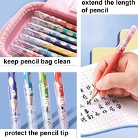 Prolongateur de crayon en bois HUA avec embout protecteur en plastique – Fournitures scolaires – Capuchons de crayon pratiques