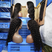Perruques en cheveux humains lisses HD de 30 pouces, vente en gros Alibaba, perruques complètes en dentelle, perruques frontales en dentelle pour femmes noires