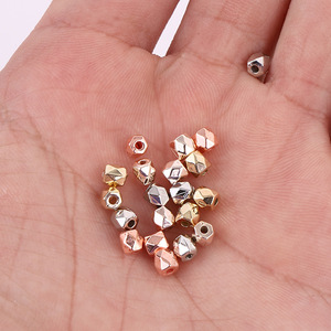 Perle intercalaire facettée allongée en forme de diamant pour la fabrication de bracelets, plaquée or blanc, or rose, cuivre rouge, accessoire de bijouterie en ABS - Product Image 2