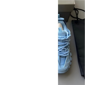 <b>Light</b> Blue Chunky Techwear Sneakers, Men/<b>Women</b> Monochrome Mesh Platform Shoes, Streetwear Lace-<b>up</b> Casual <b>Trainers</b> - Product Image 3