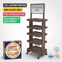 Expositor de Madera Personalizado con Ruedas, Estante de 5 Niveles, Soporte de Suelo para Carteles, Punto de Venta (POS), POP, Accesorio de Tienda, Soporte de Promoción, OEM