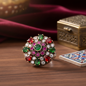 Ottoman Design Pear Shape Design <b>Garnet</b> with Ruby Stone Authentic <b>Rings</b> 925 Sterling <b>Silver</b> Jewelry <b>Ring</b> - Product Image 3