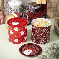 Boîte de rangement ronde en fer portable pour Noël, avec couvercle, pour enfants, recyclable, écologique, boîte cadeau rouge pour l'emballage de bougies artisanales
