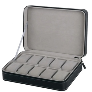 6/10/12 Slots Portable Leather Watch <b>Box</b> Your Watch Good Organizer Jewelry Storage <b>Box</b> Zipper Easy Carry Men Watch <b>Box</b> New - Product Image 1