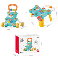 Marche-bébé 2-en-1 en plastique de dessin animé Little Bear, vente en gros, poussette musicale éducative pour bébé, marche-bébé d'activités pour bébé