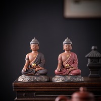 Ornement de Bouddha Shakyamuni en sable violet de style Zen gris pour salle de thé