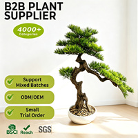 Bonsai Pinus Hijau Buatan 70cm, Pohon Pinus Thunbergii Imitasi, Tahan UV, Ramah Lingkungan, untuk Meja Kedai Teh Cina