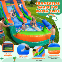 Tobogán Acuático Inflable, Parque Acuático, Equipo de Juego, Bote a Motor, Tobogán Acuático Doble Inflable Comercial con Piscina para Adultos