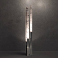 Lampe sur pied LED moderne nordique personnalisée VH Factory, corps de lampe en marbre italien de haute qualité, acier inoxydable brossé noir, lumière blanc chaud