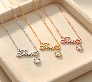 Collar con Nombre Personalizado, Collar con Colgante de Zirconia, Joyería de Acero Inoxidable Chapada en Oro Personalizada para Mujer, Unisex, Regalo al por Mayor - Product Image 4