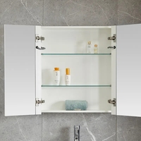 Vente en gros Armoire à miroir intelligente Armoire à miroir de salle de bain à double porte avec lumière LED Armoire à pharmacie