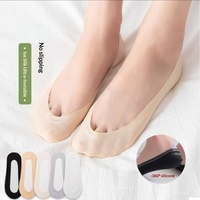 Chaussettes invisibles pour femme, ultra basses, antidérapantes, respirantes, en nylon, motif uni, plates