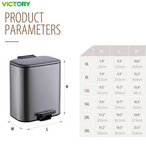 Cubo de Basura de Acero Inoxidable para Cocina con Pedal, 6/8/12/16/20/30L, con Cubo Interior Extraíble para Almacenamiento de Residuos - Product Image 2