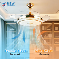Ventilador de Techo con Aspas Invisibles, Motor DC Silencioso con Música, Luz de 3 Colores para Apartamento, Hotel, Iluminación Interior del Hogar